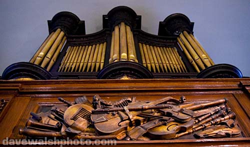 St. Michan's Church organ and carvings at  Dublin Ireland