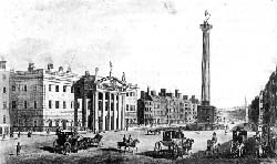 General Post Office and Nelson's Pillar (engraving by the Brocas family 1820) - click to enlarge