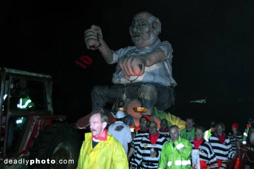 Bonfire, fireworks and Guy Fawkes night, Lewes: Home Secretary Charles Clarke effigy